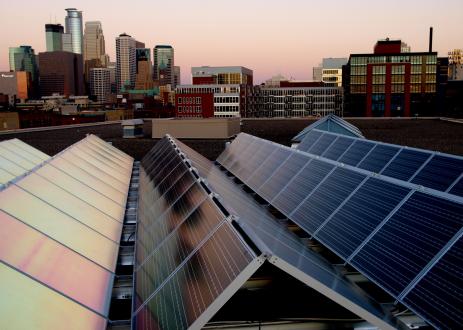 Solar panels in Minneapolis, MN.