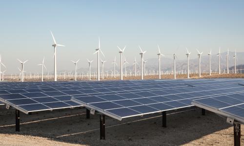 Wind turbines and solar power panels