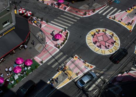 Painted intersection to improve road safety in Sao Paulo, Brazil